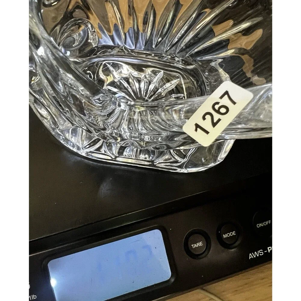 Vintage Lead Crystal Clear Glass Sleigh CandleHolder Candy Dish christmas 3x5
